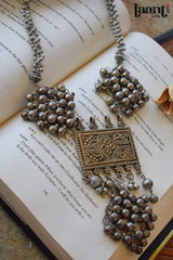 German Silver Floral Embossed Bohemian Neckpiece