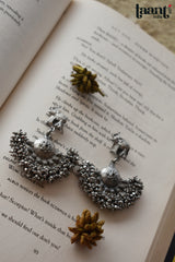 German Silver Floral Elephant Embossed Earring