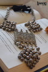 German Silver Floral Embossed Bohemian Neckpiece