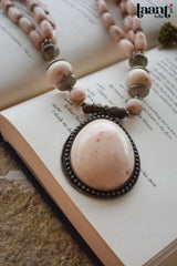 Vintage Chemical Beaded Statememt off White Locket Necklace