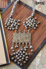 German Silver Floral Embossed Bohemian Neckpiece