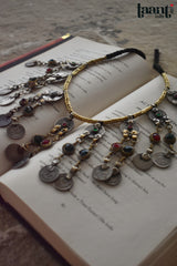 Black Polish German Silver Floral Embossed Choker