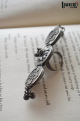 Black Polish German Silver Triple Tyre Ring with Ghungroo