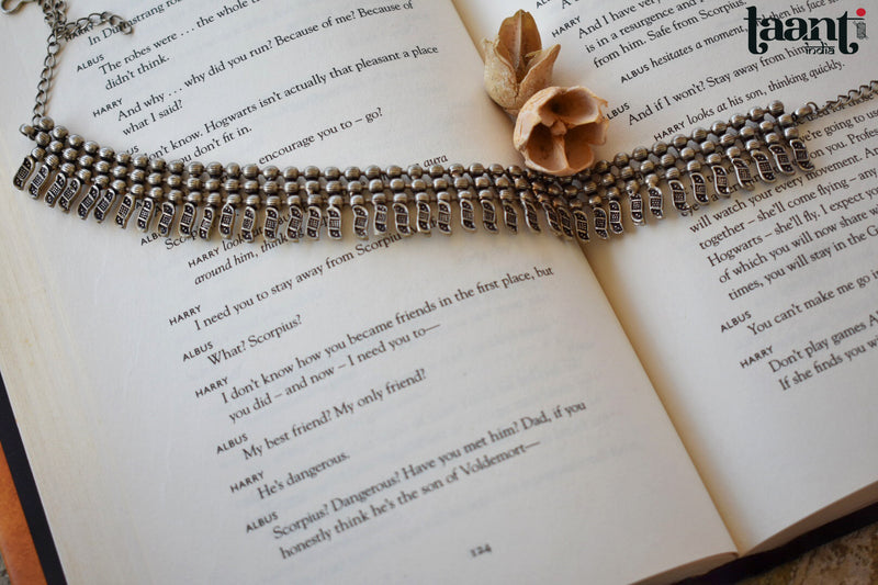 German Silver Floral Leaves Emboosed Choker