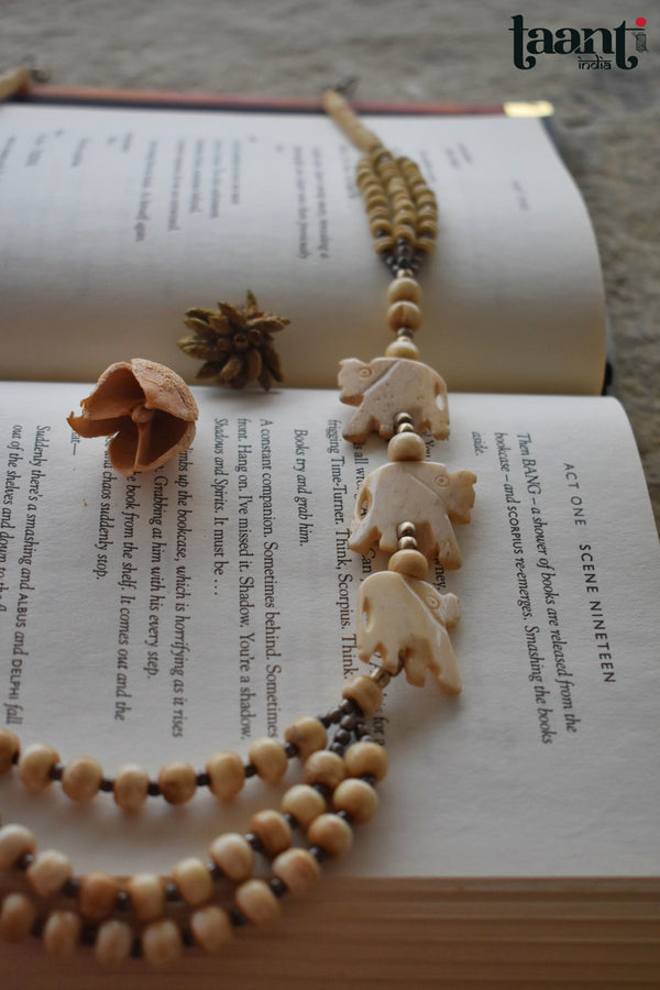 Vintage Faux Ivory Three layered Beaded Necklace