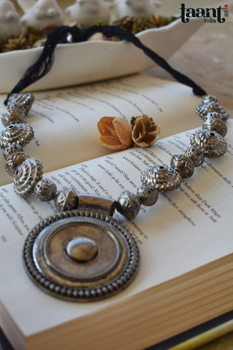German Silver Antique finish Banjara style statement locket Neckpiece