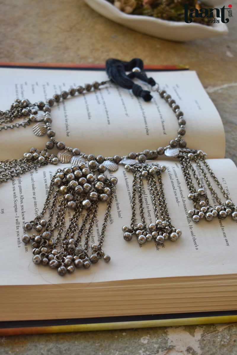 German Silver Waterfall Style Bohemian Necklace