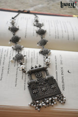 Antique Finish German Silver Floral Embossed Necklace