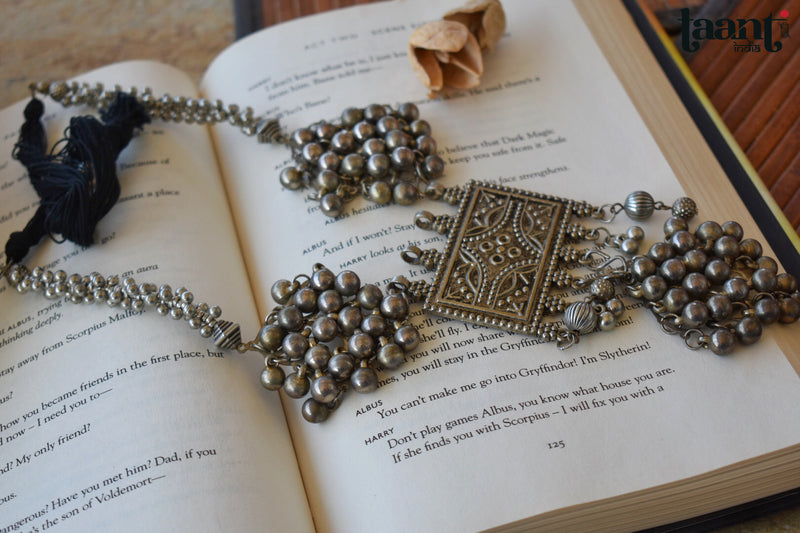 German Silver Floral Embossed Bohemian Neckpiece