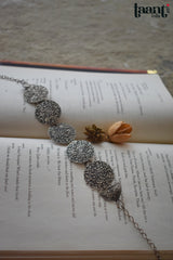 Black Polish German Silver Floral Embossed  Choker