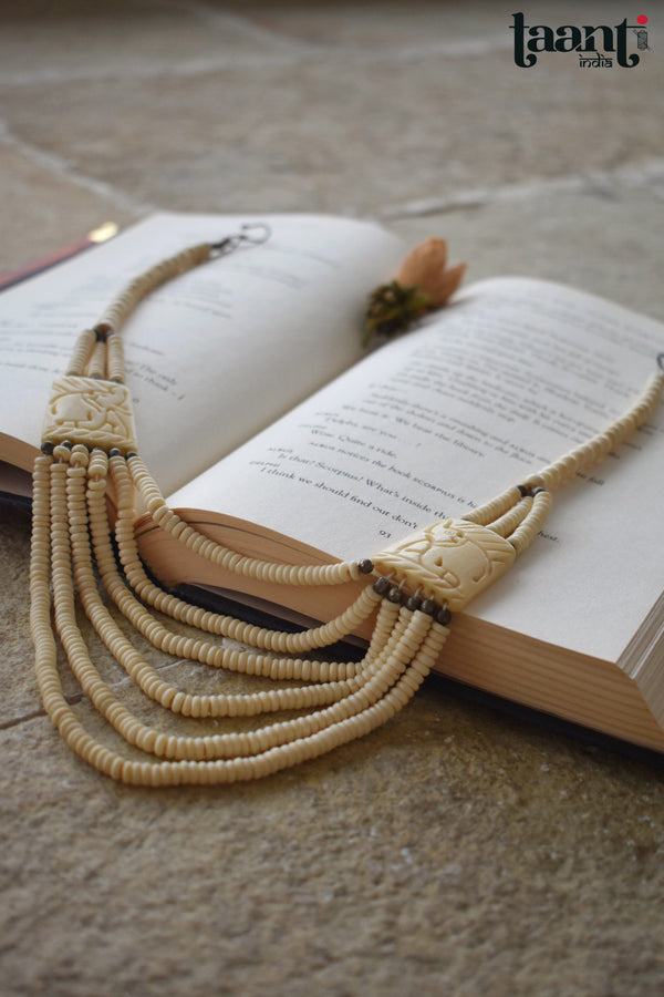 Vintage Faux Ivory Seven layered Beaded Necklace