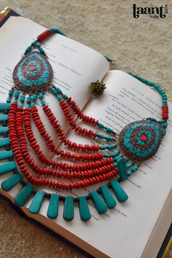 Vintage Colorful Ladakhi Eight Layered Statement Necklace